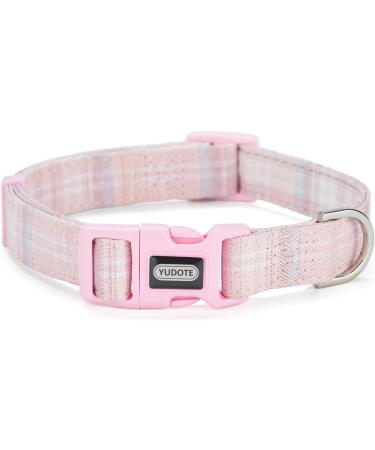 Yudote Soft Dog Collar for Small Dogs | Checkered Fabric Sensitive Skin | Light Pink (1-Pack) - Buy Online on SooperMarket.com