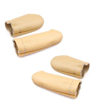 2 Pairs Leather Finger Protector Needle Felting Knitting Finger Thimble Guards Tools for Hand Craft Sewing Needlework Handmaking(Random Color)