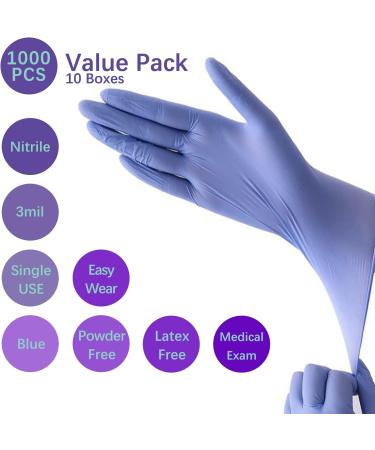 Dr.GreenPanda Blue Nitrile Medical Exam Gloves - 1000pcs, Latex&Powder Free, 3mil, Medium - Ideal for Healthcare, Food Prep, Cooking, Cleaning - Multipurpose Gloves - Buy Online on SooperMarket.com
