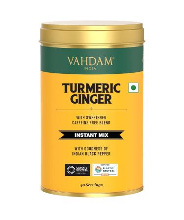 VAHDAM Turmeric Ginger Latte Mix (40 Cups 3.53oz) Caffeine-Free Golden Milk Powder With Curcumin Black Pepper & Ginger | Brew Hot/Iced Tea Or Turmeric Latte