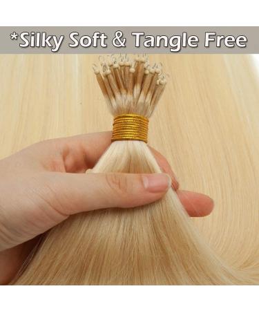 Nano Ring Hair Extensions 22inch 1g/s Pre Bonded 50g Nano Tip Bondings 100% Real Remy Human Hair #613 Bleach Blonde - Buy Online on SooperMarket.com