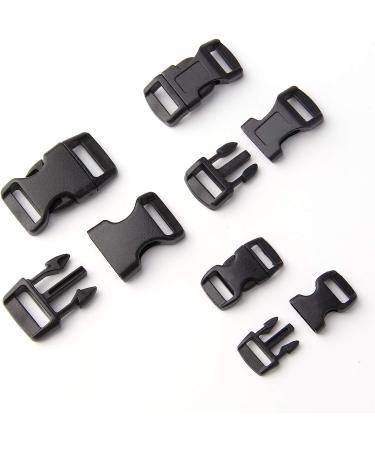 60pcs Black Plastic Contoured Side Release Buckles for Paracord Bracelets - 5/8, 1/2, 3/8 inch (20 Each) - Buy Online on SooperMarket.com