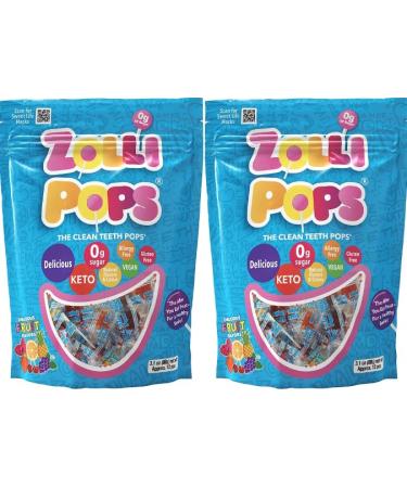Zollipops Clean Teeth Lollipops - AntiCavity Sugar-Free Candy for a Healthy Smile Great for Kids Diabetics and Keto Diet. Natural Fruit Variety Pack of 2 28 pcs in Total