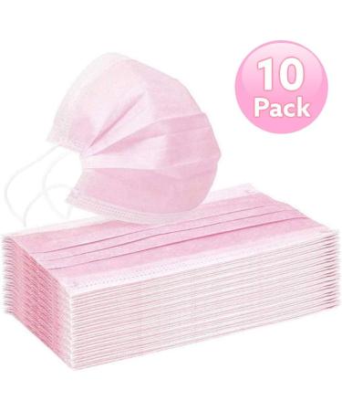 Pink Disposable Face Masks - 3 Ply Protection | 10 Pack | Ideal for Office Restaurant & Outdoor Use - Buy Online on SooperMarket.com