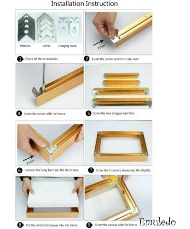 Emuledo Metal Frame Floater for 20X16 Canvas - Light Gold | DIY Home Decor & Wall Art Painting Frame Kit - Buy Online on SooperMarket.com