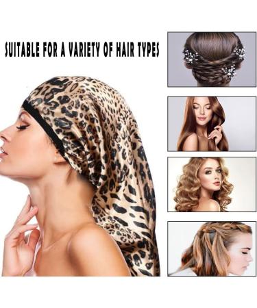 Shop Ladaypoa Women s Satin Sleeping Cap - Curly Hair Silk Hood Double-Layer Adjustable Black & Leopard Pattern - Buy Online on SooperMarket.com