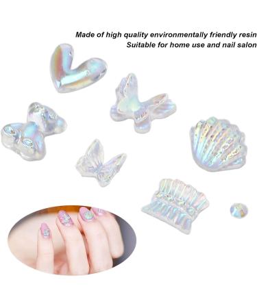 3D Nail Art Decorations Colorful Resin Aurora Bowknot Bear Shell Love Rhinestones Nail Nail Ornament for Women Salon DIY Accessories - Buy Online on SooperMarket.com