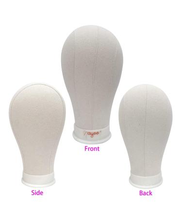22 Inch Canvas Block Head Wig Stand for Wigs Display & Styling - Creamy-White - Buy Online on SooperMarket.com