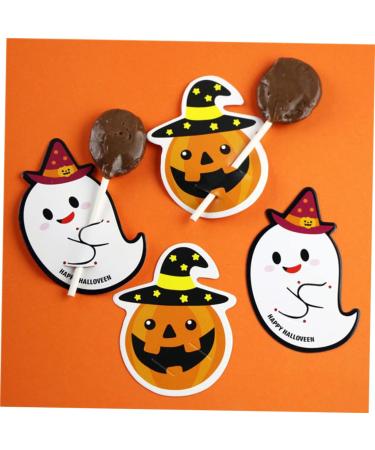 OFFSCH 50pcs Halloween Candy Tag Lollipop Decoration Lollipop Card Halloween Decor Packaging Decoration Card Lollipop Packaging Card Tooth Charms Message Card Pencil Caps Pumpkin Ghost - Buy Online on SooperMarket.com