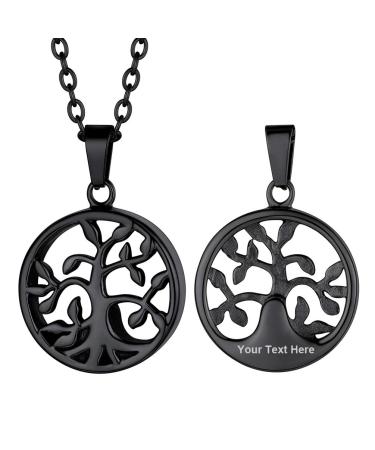 Prosteel urn chain personalized cross/Maria/life tree trailer necklace memorial ash pendant with 55cm/50cm chain chain stainless steel/18k gilded memory jewelry accessory 06 black not personalized