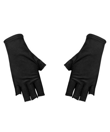 Vipomkowa Nail Machine Special Gloves For Nail Salon Baking Lamp Heat Insulation Sun Breathable Nail Leakage Gloves Nail Stand Holder A Black