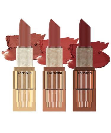 KAIQIKAIXI 3Pcs Waterproof Makeup Lipstick Moisturizer Smooth Lip Stick On Lipstick Three 3 Colors Lipstick Velvet Texture Moisturizing Lipstick Three-color Long Lasting
