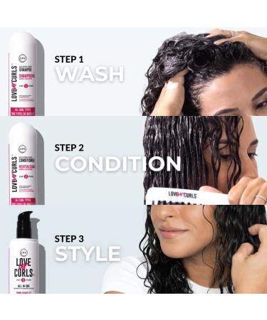 LUS Brands Love Ur Curls 3-Step System - Shampoo, Conditioner, All-in-One Styler - Nonsticky, No Crunch Formula for Curly Hair - 8.5oz (Pack of 3) - Buy Online on SooperMarket.com
