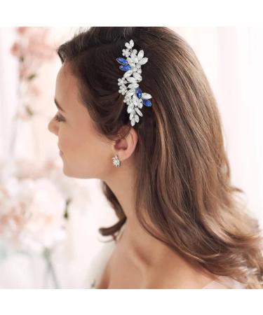 IYOU Crystal Bridal Hair Comb Blue Wedding Side Combs Sparkly Rhinestone Headpiece Prom Bride Bridesmaid Hair Accessories for Women - Buy Online on SooperMarket.com