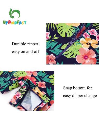 UPF 50+ Navy Flower Baby Girls Swimsuit with Snap Bottom | UPF Sun Protection | 3-6 Months - Buy Online on SooperMarket.com