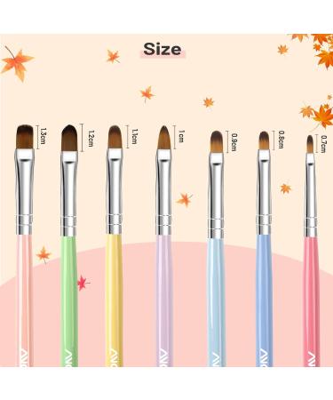 ANGNYA 7Pcs Nail Art Brush Set - Gel Nail Brushes for Nail Art Design and Painting - Ideal for Poly Gel and Acrylic Application - 7 Colors Available - Buy Online on SooperMarket.com