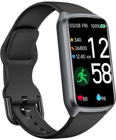 Amzhero Health Fitness Tracker with 24/7 Heart Rate Blood Oxygen Blood Pressure Sleep Tracker 5ATM Waterproof Activity Trackers with Step Tracker - S & L - Spaceblack