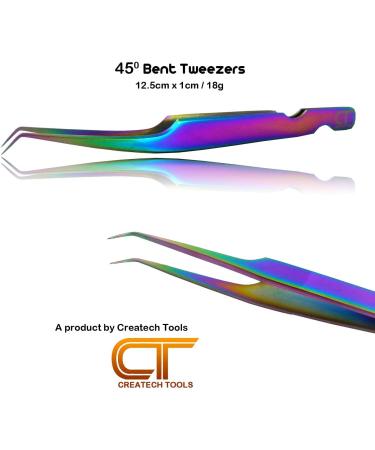 Rainbow Stainless Steel Lash Tweezers Set for Eyelash Extensions - Straight & Curved - Ideal for Individual, Russian Volume & Isolation - 4 PCs Set - Buy Online on SooperMarket.com