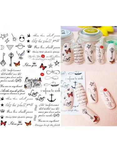 Letter Nail Art Stickers - 3D Self-Adhesive Alphabet Decals for Designer Manicure Tips - 8 Sheets English Letters & Words Design - Nail Decoration for Women & Girls - Buy Online on SooperMarket.com