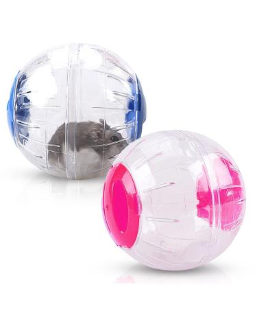Avettcit 2PCS Hamster Running Ball Transparent Hamster Exercise Ball Eliminate Boredom and Increase Activity Suitable for Hamsters Mice Rats Gerbils Small Animals Pink/Blue (Diameter 12cm)