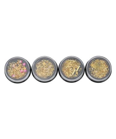 4 Boxes Nail Art Accessories Nail Supplies Gem Miss Metal