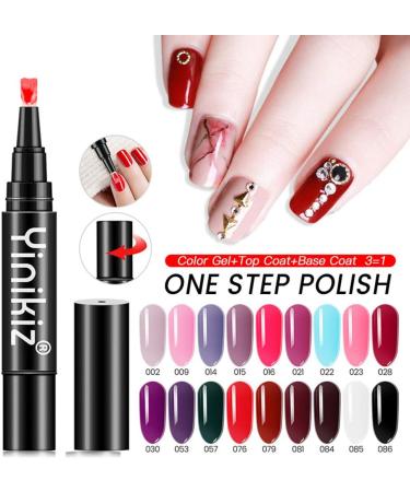 LICHENGTAI One Step Gel Nail Polish Pen 3 in 1 Nail Polish Pen UV Nail Gel Painting Pen No Base Top Coat Need Nails Art Tool Soak Off Gel Ideal for Home and Professional Manicure 086 - Buy Online on SooperMarket.com