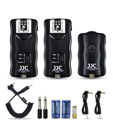 JJC 3-in-1 Wireless Flash Trigger & Shutter Remote Control with Two Receivers Kit for Canon Rebel T8i T7i T6i T6 T5i T5 T4i T3i SL2 SL1 EOS 90D 80D 70D 77D 60D RP R With Cable Replaces Canon RS-60E3