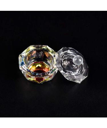 Alexnailart Nail Art Glass Dappen Dish Symphony Crystal Cup Acrylic Liquid Powder Holder with Lid Manicure Tool (Octagon)