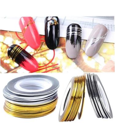 Pinicecore 20 Rolls Nail Strip Band Line - Gold & Silver Nail Art Decoration Stickers for DIY Tips - Buy Online on SooperMarket.com