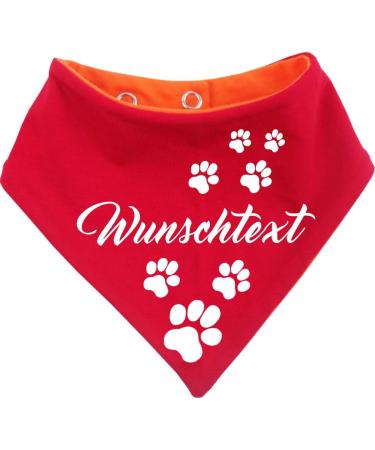 Small grate of both sides multicolor dogs turning cloth (FB: red-orange) (Gr.3- HU 36-44 cm) with your desired text size 3- neck circumference 36- 44 cm red-orange