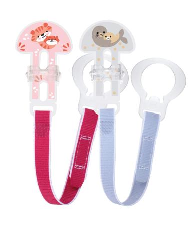MAM Soother Clips Pack of 2 Baby Soother Chain Fits All MAM Soothers Newborn Essentials Cream - Soothers Not Included (Designs May Vary) Animlals 2 Soother Pack of 2