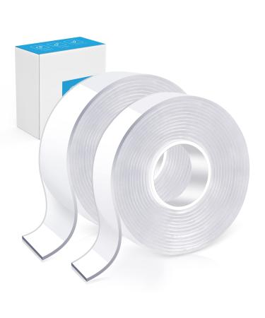 DAGONGREN Double Sided Mounting Adhesive Tape (Pack of 2 Total 19.7FT) Double-Sided Tape Adhesive Tape Heavy Duty Tape with Two Widths