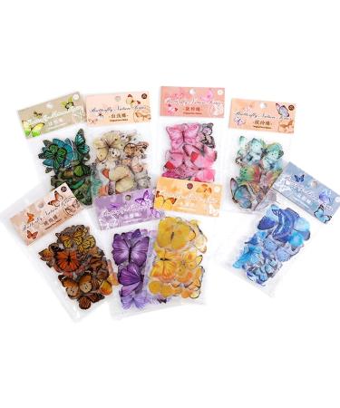 Knaid Butterfly Stickers Set - 320 Transparent Colorful Resin Decals for Scrapbook, Journal, and Crafts - Buy Online on SooperMarket.com