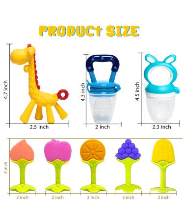 HONGTEYA Teething Toys 6 Pack for Babies 0-12 Months | BPA-Free Silicone Teethers & Fruit Feeders Set (Blue) - Buy Online on SooperMarket.com