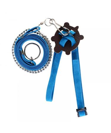 Dongker turtle harness and leash leather pet turtle-torture belt adjustable turtle-linen control rope for walking pet turtles L blue