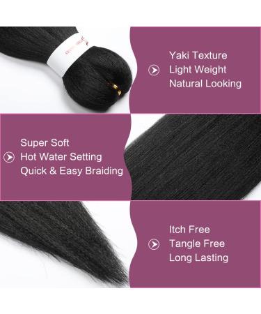 Pre stretched Braiding Hair 14 Inch 3Packs Black - Kanekalon Braiding Extensions - Buy Online on SooperMarket.com