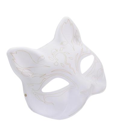 HOLIDYOYO Cat Mask Therian Mask Fox Mask White Paper Mache Mask Hand Painted Blank Mask DIY Your Own Mask Animal Mask White1