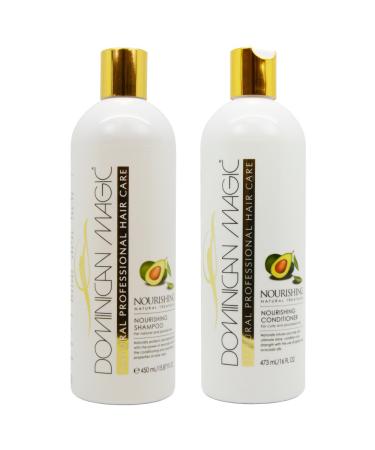 Dominican Magic Nourishing Shampoo & Conditioner Duo Set with Avocado Oil and Aloe Vera Infused Moisturizing Shampoo and Hydrating Conditioner for Women Duo Set (16oz)