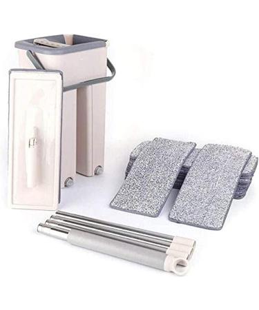 Peowuieu Floor Telescopic Handle -Cleaning Flat Mop with Microfibre Pads and Cleaning Bucket - Buy Online on SooperMarket.com