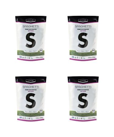 LIVIVA Organic Black Bean Spaghetti Pasta (4 Pack 88 g Protein per Bag) High Protein Noodles Diabetic Friendly Keto Vegan Halal Kosher Non-GMO Nutritious Plant-Based Plant-Based Protein Pasta Ready-to-Eat in minutes Gluten Free Noodle