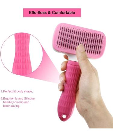 Dual Purpose Self Cleaning Slicker Brush for Dogs and Cats - Removes Shedding Mats, Tangles, and Dirt - Improves Circulation - Pink - Buy Online on SooperMarket.com