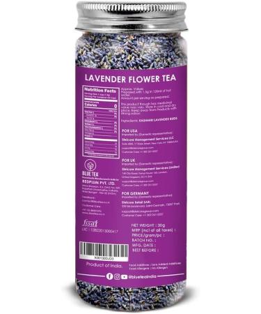 BLUE TEA - Lavender Tea - 60gm (Pack of 2) | Pure Lavender Flower Buds From Kashmir | Vegan Free - Non-GMO - Caffeine Free Eco-Sustainable Packaging| - Buy Online on SooperMarket.com