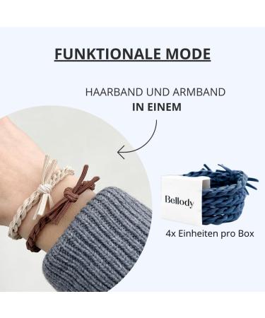 Bellody Original Hair Tie - Stylish Braided Hair Tie Set (4-Pack - Dark Blue Jeans) | Strong Hold Women's Hair Accessories - Buy Online on SooperMarket.com