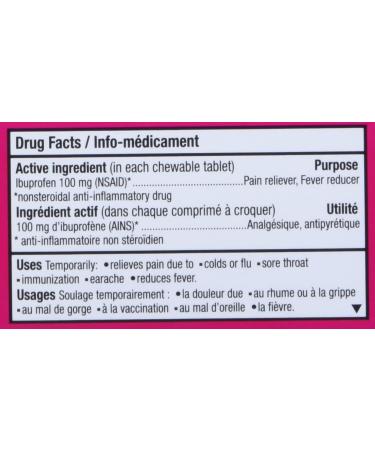 Junior Strength Advil (20 Count Blue Raspberry Flavour) Ibuprofen Chewable Tablets Fever Relief Blue Raspberry 20 Count (Pack of 1) - Buy Online on SooperMarket.com