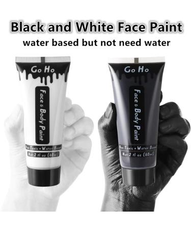 Go Ho Black and White Cream Face Body Paint (4 oz) - Water Based White Zombie Skeleton Clown Face Painting for Adults & Children - SFX Cosplay Makeup for Halloween, Day of the Dead & Festivals - Buy Online on SooperMarket.com