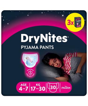 Huggies Drynites absorbent night diapers in bedwetting for girls 4-7 years (17-30 kg) 3 x 10 30 diaper pants monthly box 30 pieces