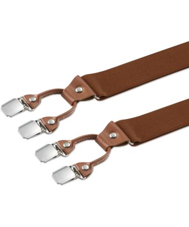 Dresime Hoster Men's Heavy Duty Y-Back Braces - 6 Metal Clips Adjustable Elastic Braces for Pants - Brown - Buy Online on SooperMarket.com