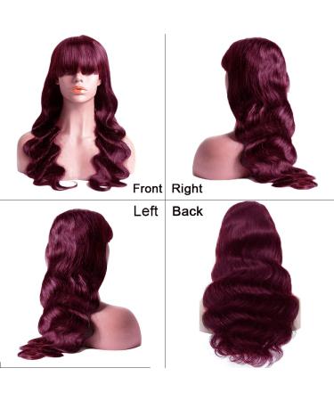 99J Body Wave Wig with Bangs - 18 Virgin Brazilian Human Hair, 180% Density, Glueless for Black Women - Buy Online on SooperMarket.com