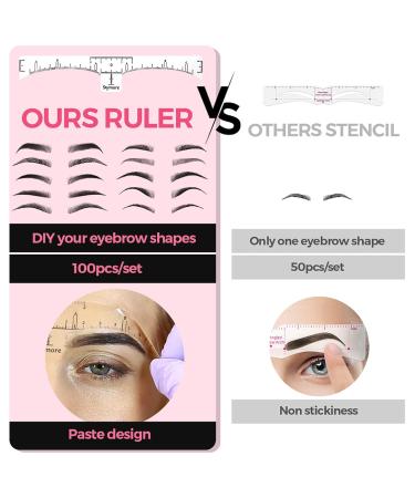 Skymore Eyebrow Ruler 100Pcs - Disposable Microblading Stencil & Shape Kit for Perfect Brows | 3-Minute Makeup Tool - Buy Online on SooperMarket.com