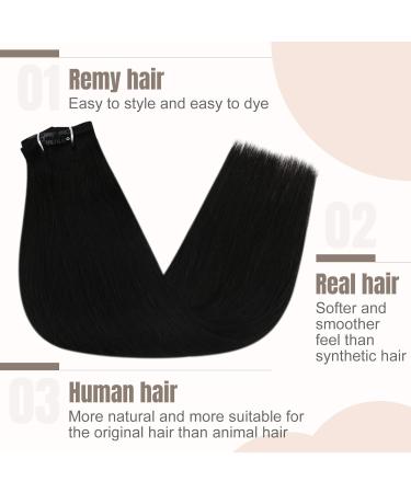 FSHINE Black Real Hair Clip Extensions 55cm - 120g Brazilian Remy Hair Double Weft 7 Pcs Smooth Finish - Buy Online on SooperMarket.com